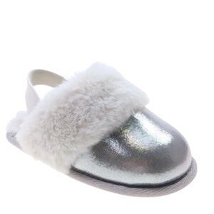 Holiday Time Toddler Silver Metallic Scuff Slippers Size 7-8T NWT